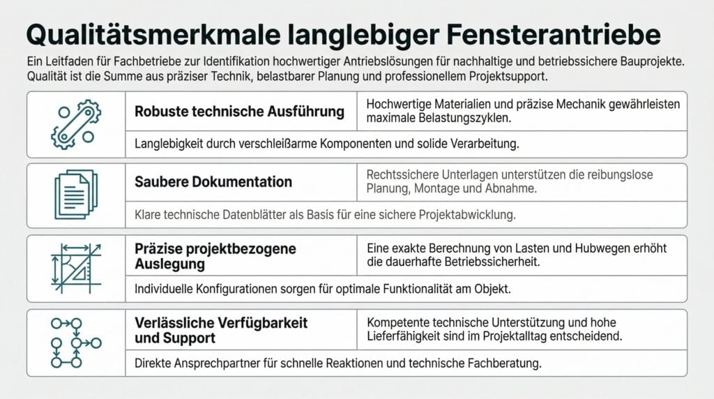 Fensterantriebe langlebig, zuverlässig, präzise, für nachhaltige Fenstertechnik.